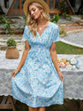 Beach Skirt Printed V-neck Short-sleeved Dress
