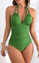 B2prity Women's Slimming One Piece Swimsuits Tummy Control Bathing Suit Halter Swimwear for Big Busted Curvy Woman A-Green