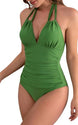 B2prity Women's Slimming One Piece Swimsuits Tummy Control Bathing Suit Halter Swimwear for Big Busted Curvy Woman A-Green