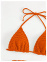 GORGLITTER Women's 3 Piece Swimsuits Halter Triangle String Bikini Set with Beach Skirt Swimwear Set Orange Medium