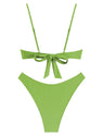 ZAFUL Women High Cut Bikini Sets String Sexy Swimsuit Two Piece Underwire Bathing Suit Brazilian Cheeky Cut Out Cute Swimwear Grass Green M