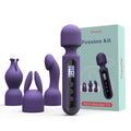 Tracy's Dog Wand Vibrator Kits, Couple Adult Sex Toys with 3 Attachments for Clit, G Spot, Glans, Clitoral Stimulator Vibrating Dildo with LCD Display, 10 Patterns 4 Speeds for Sexual Pleasure