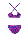 CUPSHE Women's Bikini Sets Two Piece Bathing Suits Floral Print Knot Bunny Tie, XS Blue/Magenta