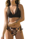 CUPSHE Bikini Sets for Women Two Piece Swimsuit V Neck Triangle Top Wide Straps Cross Back Lace up Mid Rise, S