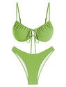 ZAFUL Women High Cut Bikini Sets String Sexy Swimsuit Two Piece Underwire Bathing Suit Brazilian Cheeky Cut Out Cute Swimwear Grass Green M