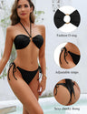 Zojuyozio Women Two Piece String Bikini Swimsuit Halter Tie Side Bathing Suits Cheeky Thong Bikini Set Black S