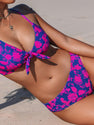 CUPSHE Women's Bikini Sets Two Piece Bathing Suits Floral Print Knot Bunny Tie, XS Blue/Magenta