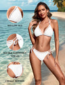 Zojuyozio Women Two Piece Swimsuit Halter Triangle Hollow Out Bathing Suits Cheeky String Bikini Sets White S