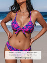 CUPSHE Women's Bikini Sets Two Piece Bathing Suits Floral Print Knot Bunny Tie, XS Blue/Magenta