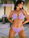 EHSUYAB Womens Sexy Two Piece Cheeky Bikini Sets, Scoop Neck Metal Ring Textured Bathing Suit High Cut Swimsuit Beach Outfits Lavender Small