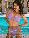 EHSUYAB Womens Sexy Two Piece Cheeky Bikini Sets, Scoop Neck Metal Ring Textured Bathing Suit High Cut Swimsuit Beach Outfits Lavender Small