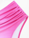ZAFUL Women High Waisted Bikini Sets Two Piece Swimsuit Push Up Twist Front Ruched Bathing Suit Pink Gradient L