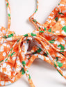 ZAFUL Women High Cut Bikini Sets String Sexy Swimsuits Two Piece Underwire Bathing Suit Brazilian Cheeky Cut Out Cute Swimwear Orange Flower M