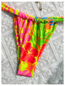 RoseSeek Women's 2 Piece Leopard Floral Bathing Suit Wireless Triangle Swimsuit High Waisted Bikini Sets Orange and Green Medium