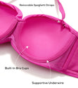 DOBREVA Women's Underwire Bandeau Bikini Top Sexy Strapless Bathing Suit Tops Halter Swimwear - Bra Sizes Hibiscus Purple 38DD