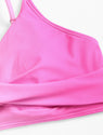 ZAFUL Women High Waisted Bikini Sets Two Piece Swimsuit Push Up Twist Front Ruched Bathing Suit Pink Gradient L