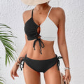 New Split Swimsuit Women's Contrast Color Sexy Cross Sling Hollow Bikini