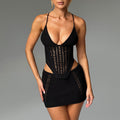 Beach Women's Solid Color Sexy Knitted Beach Bikini Swimming