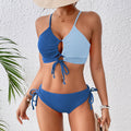 New Split Swimsuit Women's Contrast Color Sexy Cross Sling Hollow Bikini