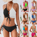 New Split Swimsuit Women's Contrast Color Sexy Cross Sling Hollow Bikini