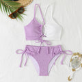 New Split Swimsuit Women's Contrast Color Sexy Cross Sling Hollow Bikini
