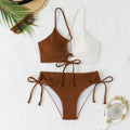 New Split Swimsuit Women's Contrast Color Sexy Cross Sling Hollow Bikini