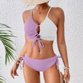 New Split Swimsuit Women's Contrast Color Sexy Cross Sling Hollow Bikini