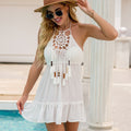 Fashion Cutout Fringe Panel Tie Top Beach Dress